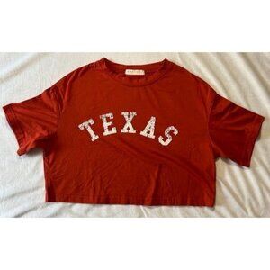 Romwe Texas College Orange Crop Top Size S